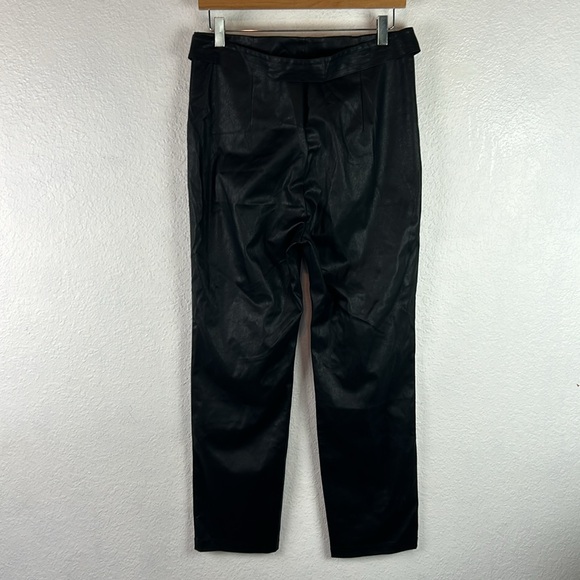 Perfect Revolve Superdown Chanice Buckle Pant Black Faux Leather Trouser Belted - Picture 7 of 8